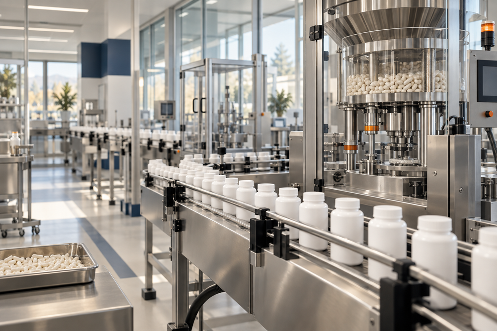 Wizualizacja koncepcyjna AI zakładu produkcyjnego — nie przedstawia rzeczywistego obiektu
