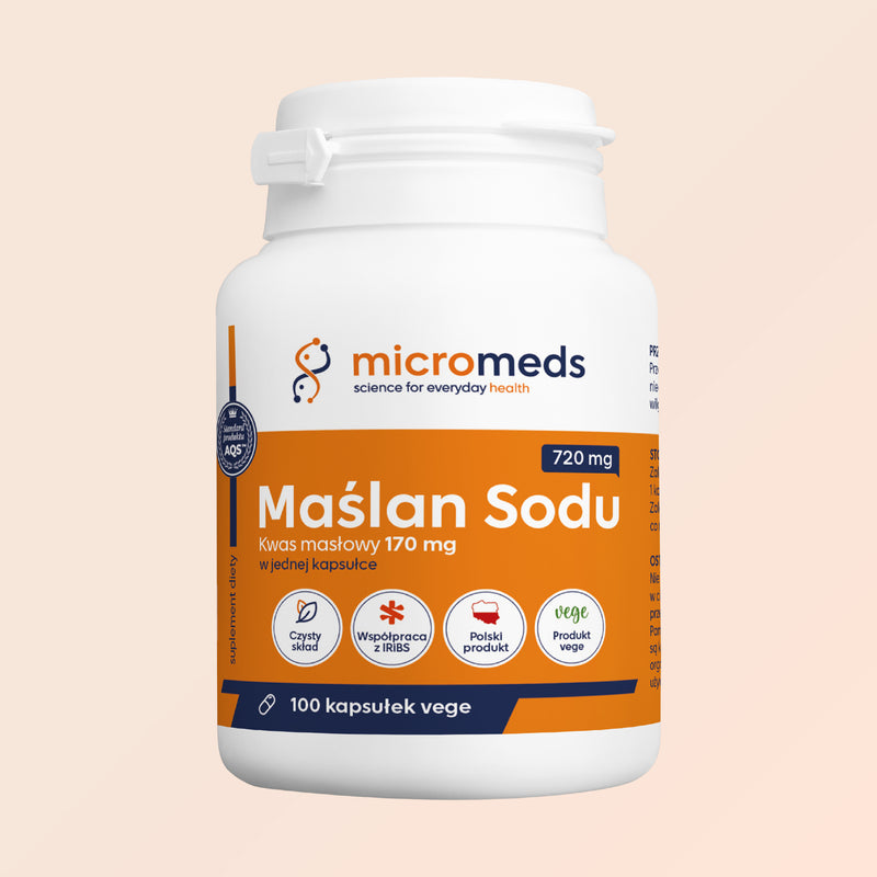 Maślan Sodu 720 mg — 100 kapsułek vege